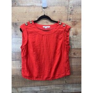 Boden Womens Julianne Linen Blend Sleeveless Top with Button Shoulders Size 10 R